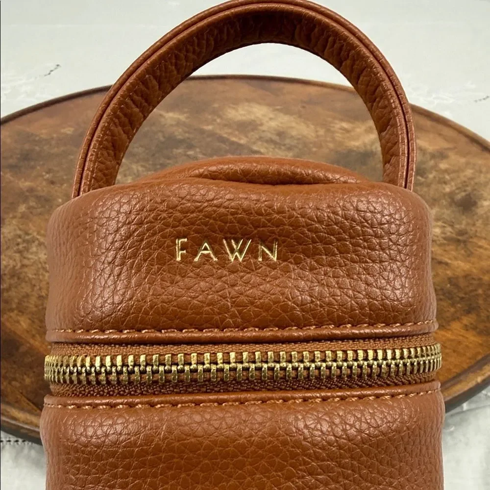 Fawn Design Baby Bottle Bag Brown Insulated Food Safe Pebble Faux Leather